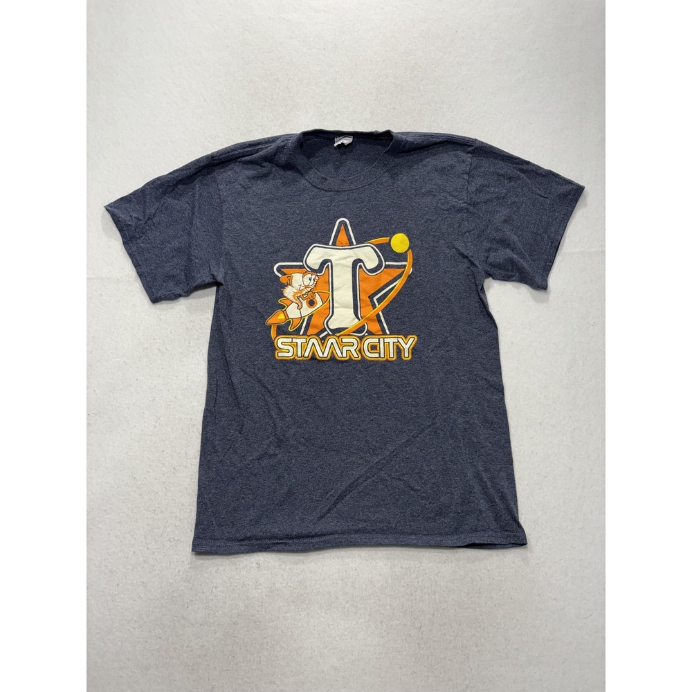 Port & Company Shirt Mens Medium Blue Staar City Space Rocket Graphic Tee